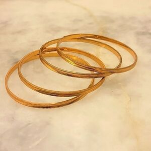 NEW Indian Bangle 18k Set 4 Gold Thin Wedding Dainty Coquette Bracelet BollyWood